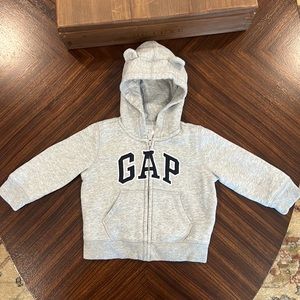 Baby Gap Logo Zip Up Hoodie Sweatshirt Gray 12-18 Months